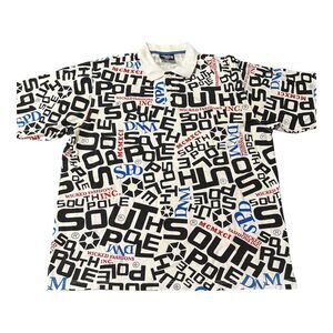 South Pole All Over Print Polo Shirt Streetwear Wicked Fashions SPD DM Logo XL